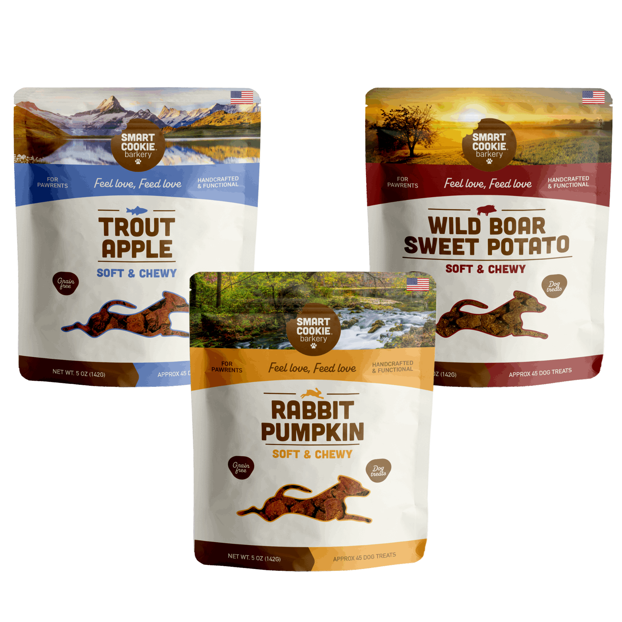 Soft & Chewy All Natural Bites with Trout, Wild Boar and Rabbit Soft & Chewy All Natural Bites with Trout, Wild Boar and Rabbit