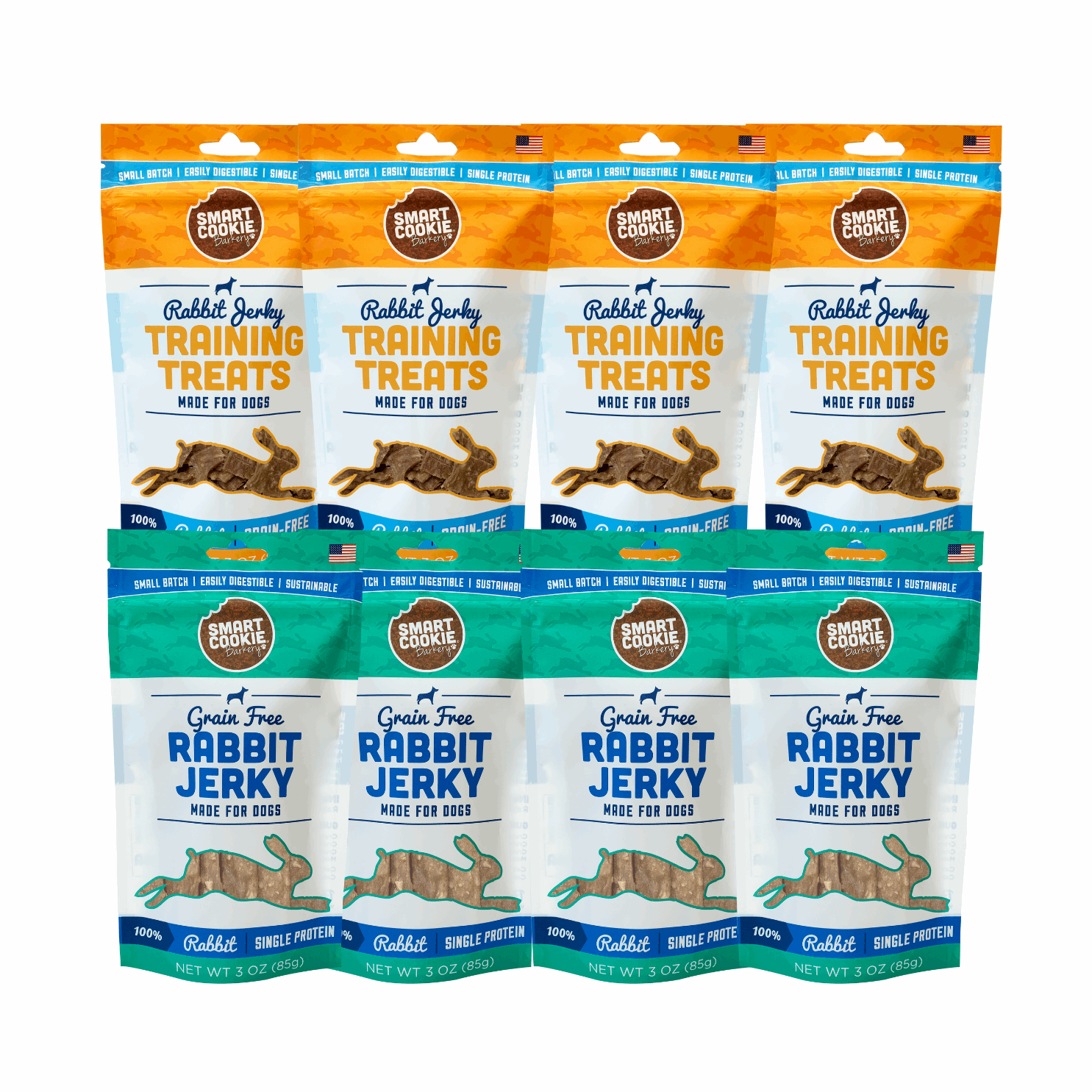 Rabbit Jerky Strips + Training Treats Bundle