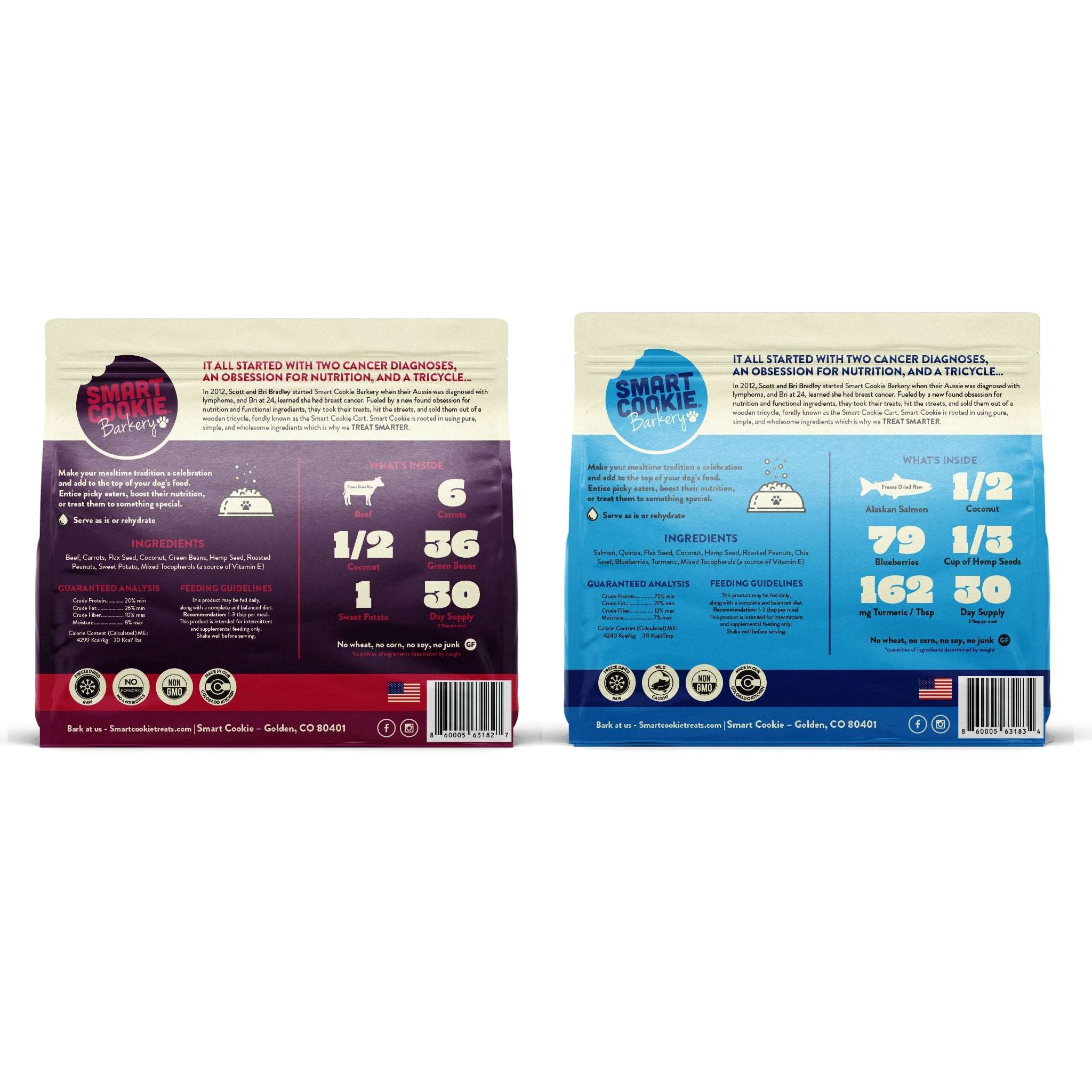 Smart Cookie Freeze Dried Raw Dog Food Topper 2 Bag Variety Pack Back